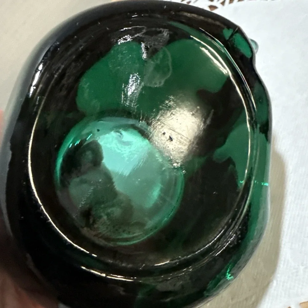 Indiana Glass Sleeping Kitten Emerald Green Glass Votive Tealight Holder Cat
